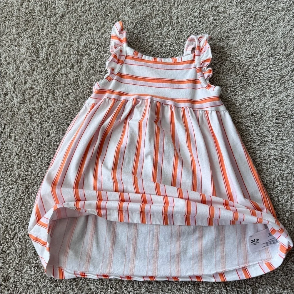 Carter’s Toddler Girl Striped Ruffle Dress Sundress Flutter Sleeves 24 Months